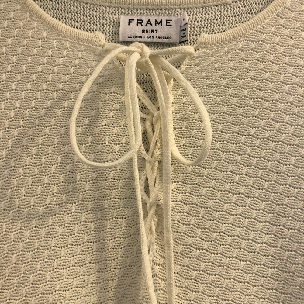Frame Denim Crochet Lace Up Tee - Picture 4 of 7